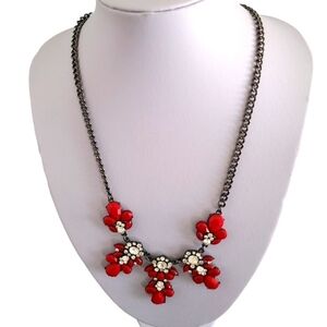 NWOT Red & Rhinestone 1920s Inspired Necklace